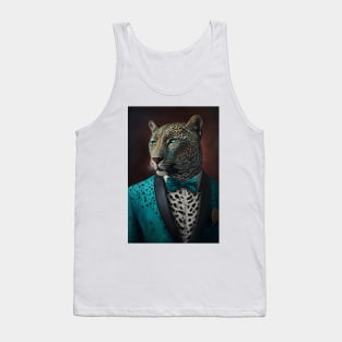 Cyan Leopard in a Tuxedo Tank Top